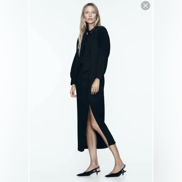Zara crepe midi dress. Size large. - Picture 3 of 4